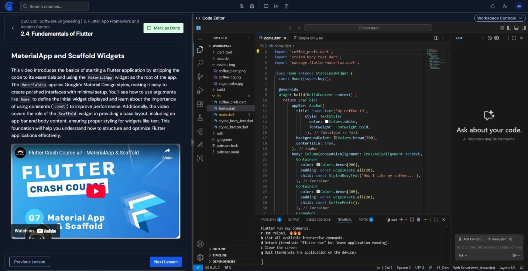 CuraCourse platform interface