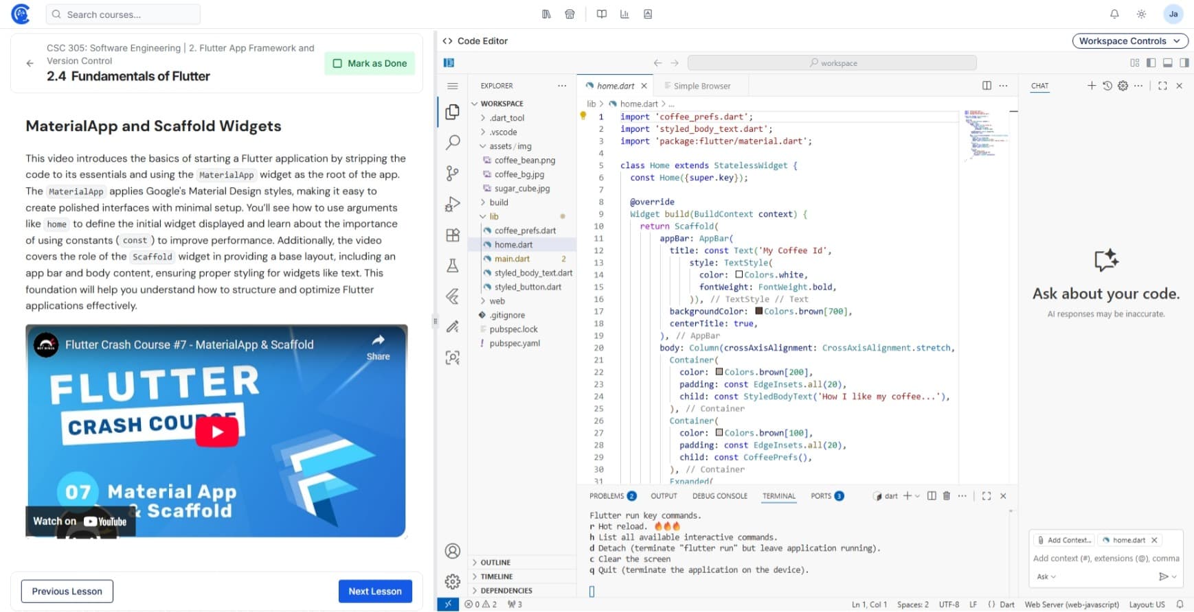 CuraCourse platform interface