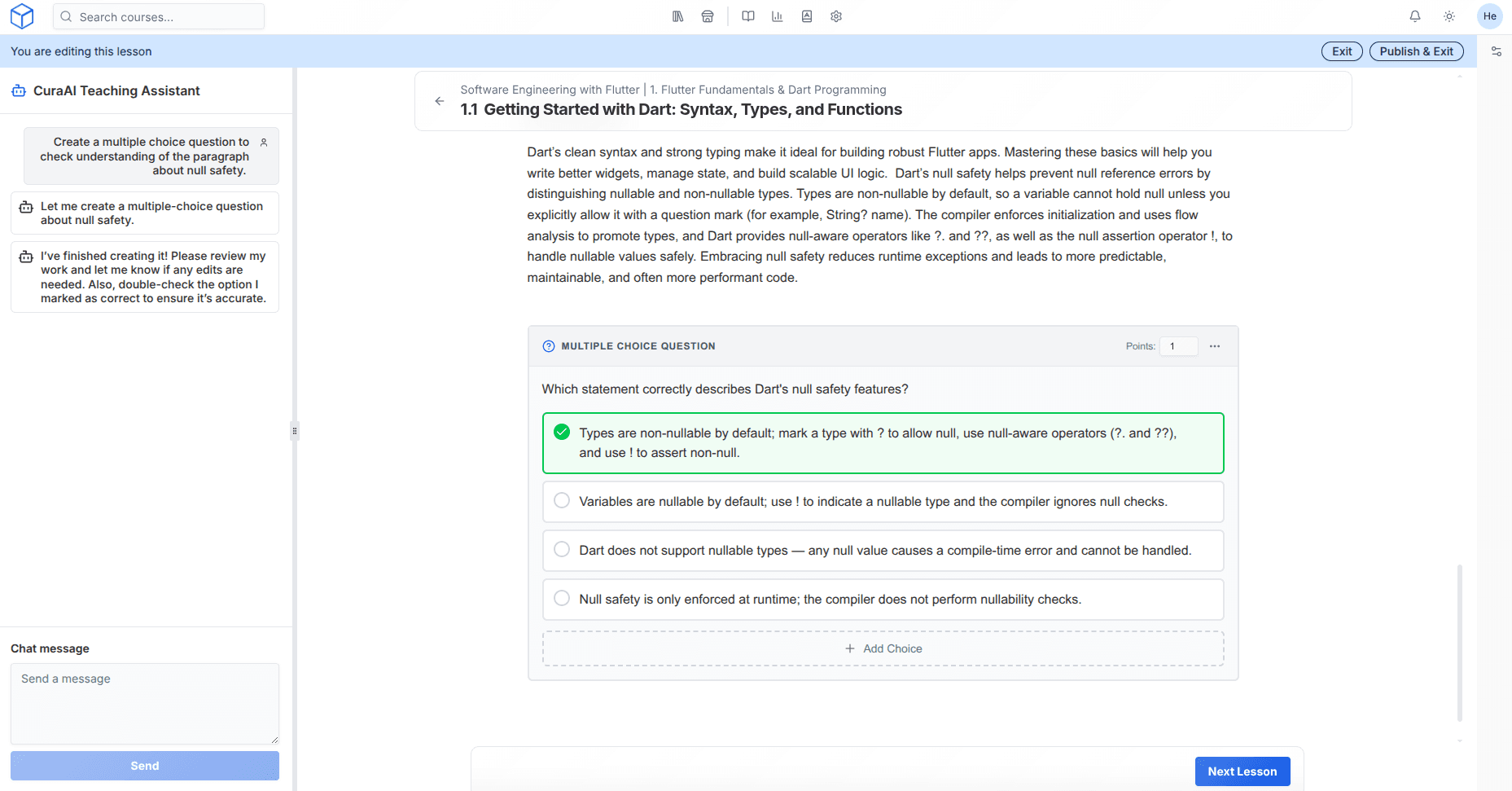 CuraCourse platform interface